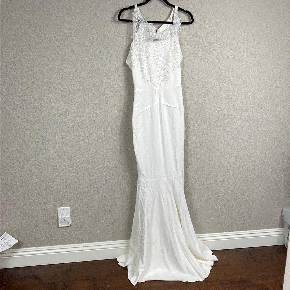 NWT Roland Mouret Mirah Gown Geometric Lace Stretch Double Crepe Wedding US 4 - Picture 3 of 16